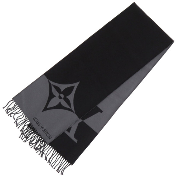 Like new Louis Vuitton Graphic Dual M79097 scarf wool cashmere noir black...